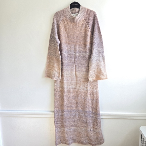 New L*Space Monroe Ribbed Mock Neck Bell Sleeve Temescal Canyon Maxi Dress NWT - Picture 7 of 9